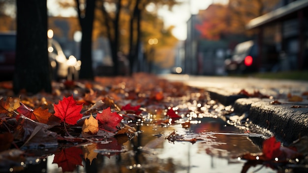 Les feuilles d'automne dans la ville