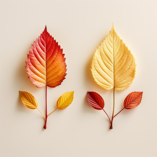feuilles d'automne avec un effet de couleur différent