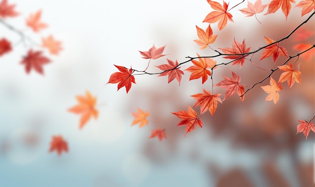 Feuilles d'automne de feuilles de lierre de raisin sauvage avec fond flou blanc doux Cadre de nature automnale
