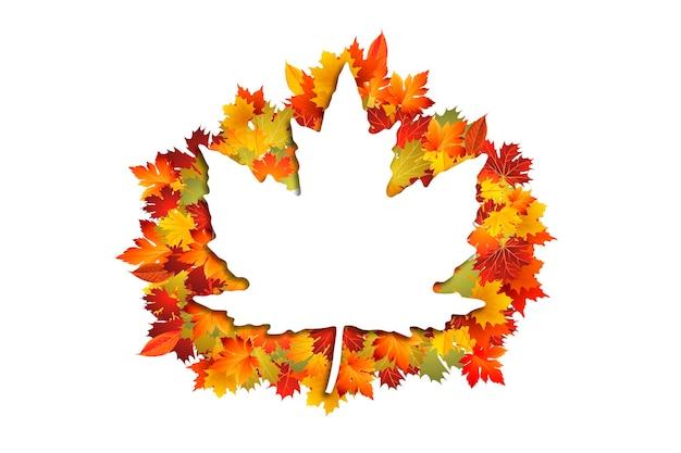 Feuilles d'automne sur fond blanc Grande feuille d'érable Fond festif du Canada