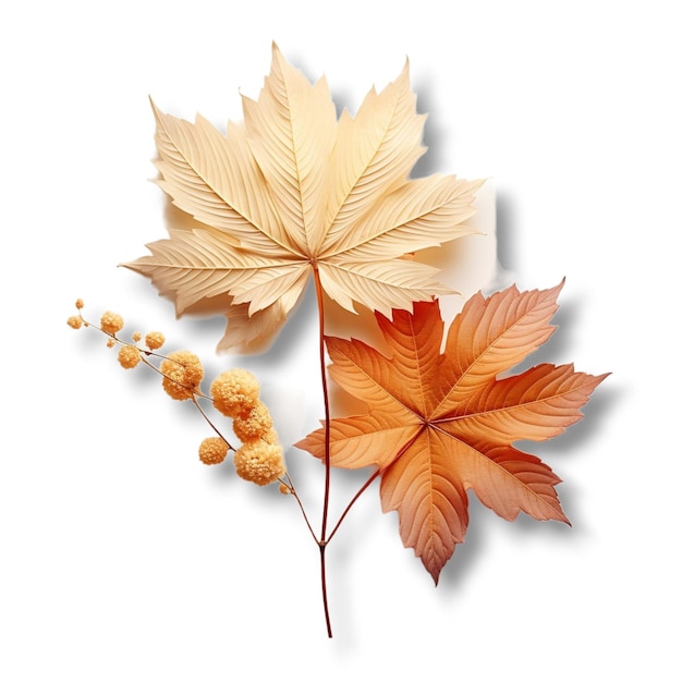 feuilles d'automne sur fond blanc