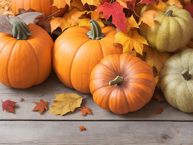 Feuilles d'automne fond en bois concept d'automne généré par l'IA