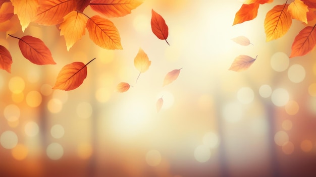 Feuilles d'automne fond avec effet bokeh Espace pour votre texte Generative AI