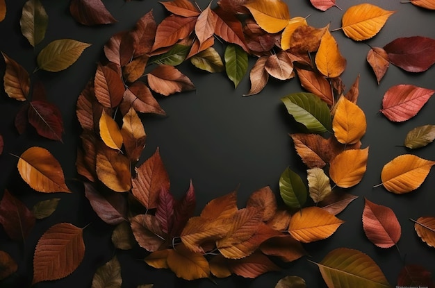 Feuilles d'automne sur une illustration de fond sombre