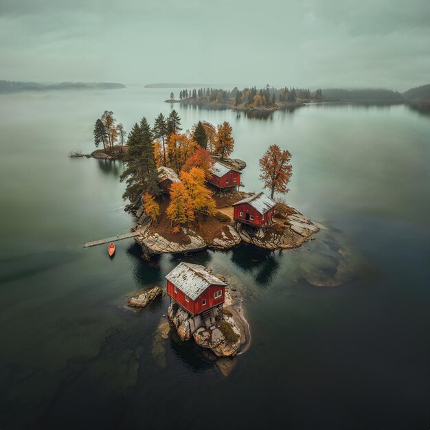 Les feuilles d'automne sur le lac