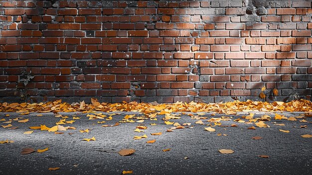 Photo des feuilles d'automne sur un mur de briques