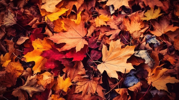 Feuilles d'automne sur le papier peint au sol