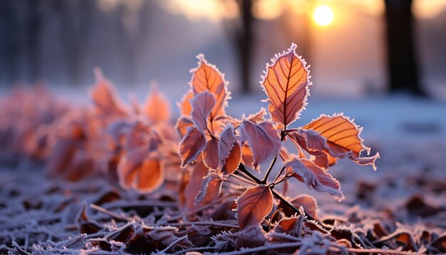 Les feuilles d'automne peignent la forêt vibrante avec du jaune orange et du rouge générés par l'IA