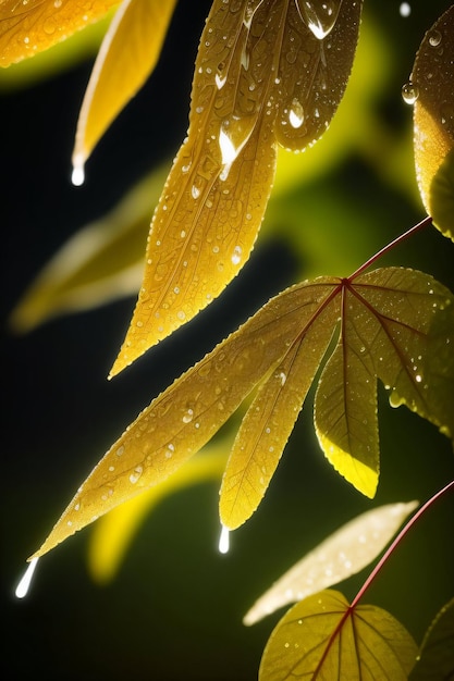 Photo feuilles d'automne photo macro avec laisser mijoter des gouttes d'eau