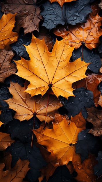 Feuilles d'automne posées sur le sol