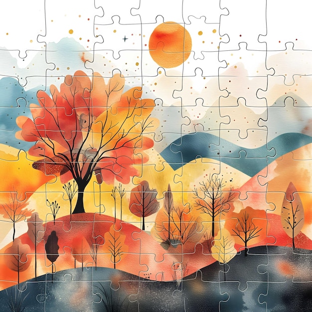 Les feuilles d'automne Puzzle à l'aquarelle vibrante illustrations de Jon Klassen