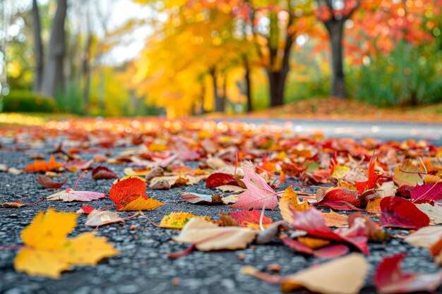 Les feuilles d'automne recouvrent le parc