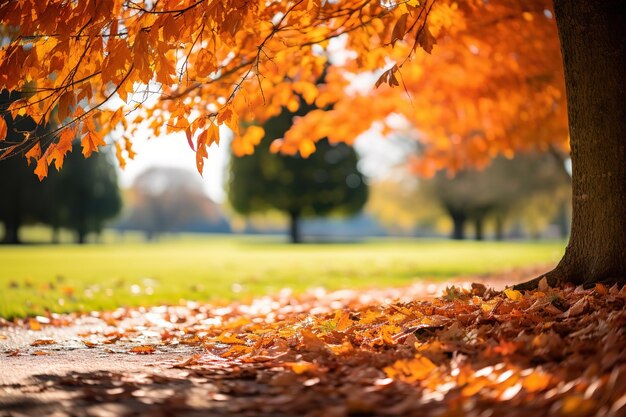 Feuilles d'automne rouges et oranges