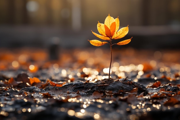 Les feuilles d'automne solitaires séparées dans un isolement serein capturent l'essence de l'automne