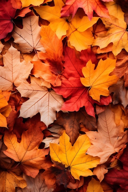 feuilles d'automne sur une table