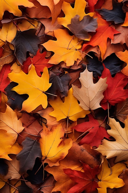 feuilles d'automne sur une table