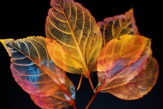 Des feuilles d'automne vives et transparentes