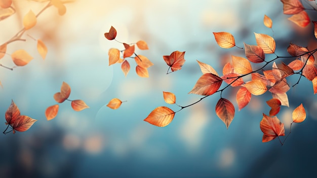 les feuilles d'automne volent sur fond