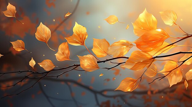 les feuilles d'automne volent sur fond