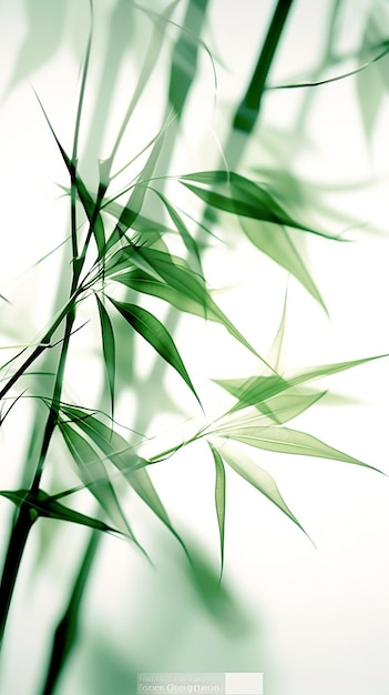 Des feuilles de bambou vert blanc abstrait sur un fond doux