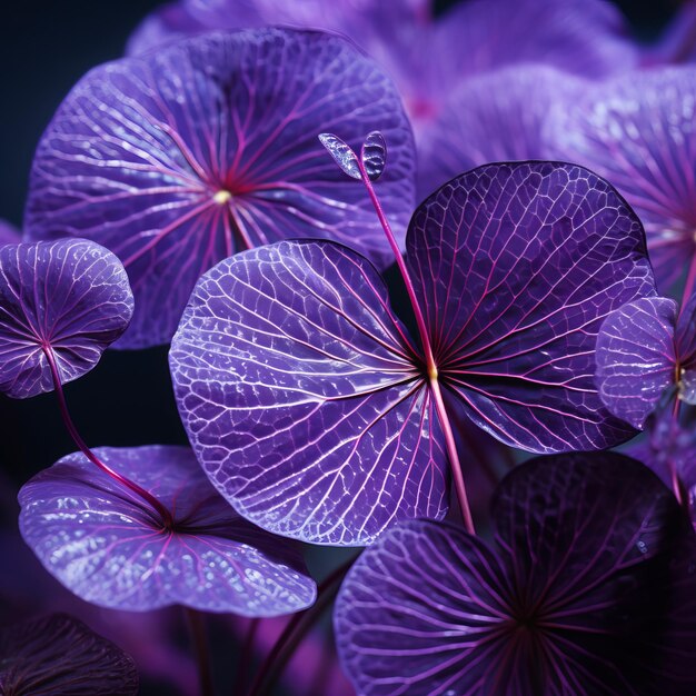 Photo les feuilles de basilic violet avec une profondeur de champ peu profonde