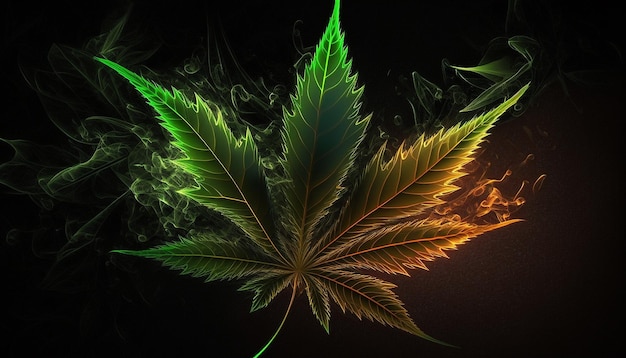 Feuilles de cannabis feuilles IA générative