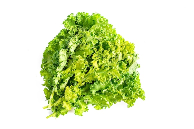 Feuilles de chou vert frais isolés sur fond blanc Concept d'aliments sains