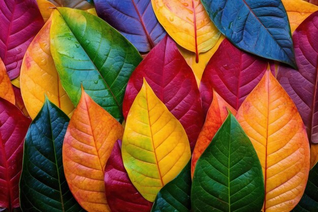 Photo des feuilles colorées ia générative