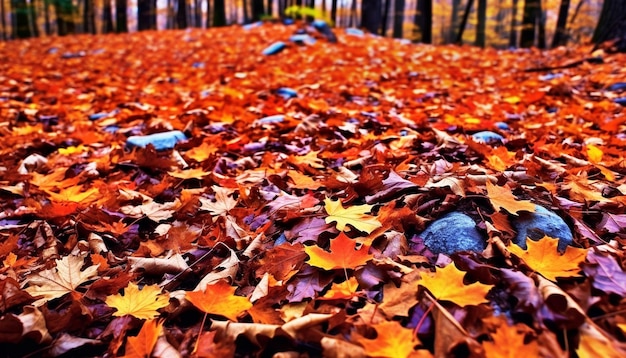 les feuilles colorées tombent