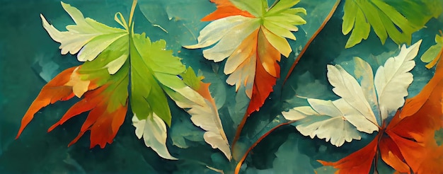 Feuilles dessinées à l'aquarelle Generative AI