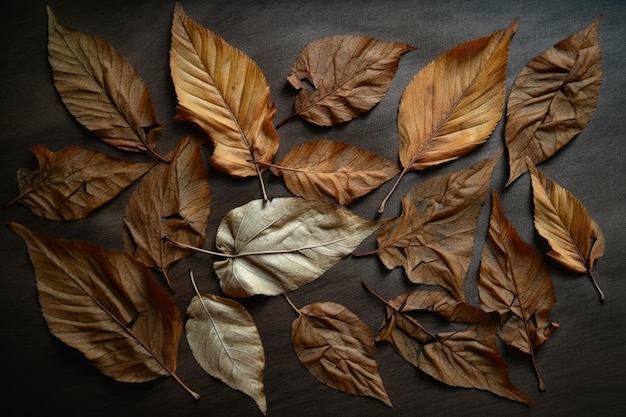 Feuilles disposées sur une table AI générative