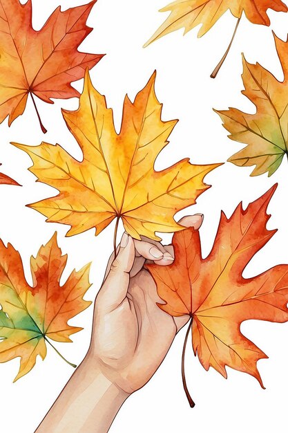 Des feuilles d'érable à l'aquarelle à la main