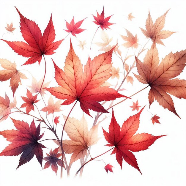 feuilles d'érable à l'aquarelle