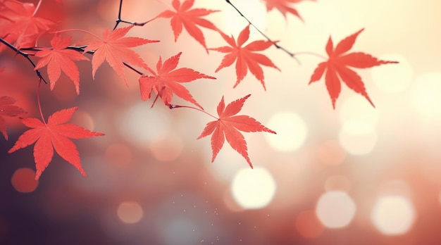 Des feuilles d'érable à l'automne avec un fond bokeh au ton vintage