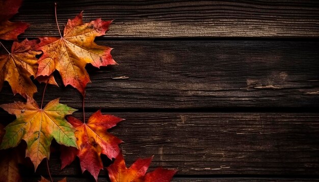 Photo des feuilles d'érable sur un fond en bois pour le texte