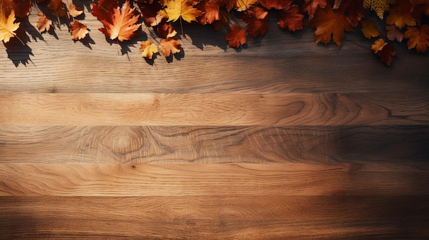 Des feuilles d'érable sur un fond en bois