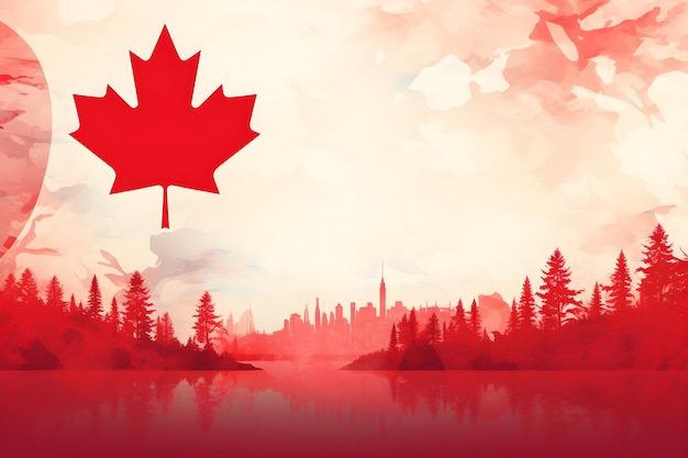 Feuilles d'érable rouge fond patriotique canadien