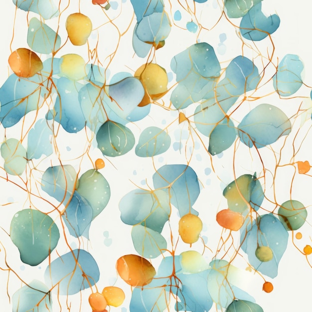 Feuilles d'eucalyptus aquarelle lumineuses