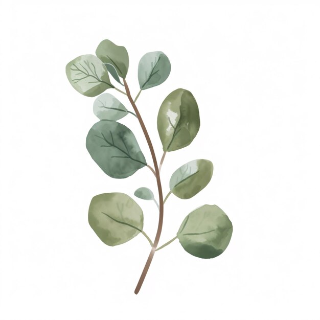 Les feuilles d'eucalyptus des plantes dans l'aquarelle illustration de Handawn