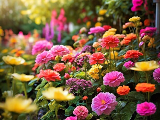 Les feuilles et les fleurs des plantes de printemps décoration de jardin arrière-plan magnifique