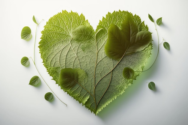 Feuilles en forme de coeur Journée mondiale de l'environnement et fond de la journée de la Terre AI générative