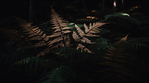 Feuilles de fougère dans le noir