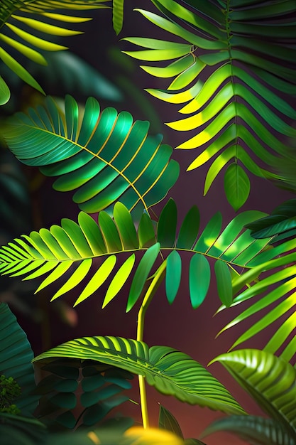 Feuilles de fougère de la jungle plante à feuillage tropical contre la lumière du soleil dans le jardin de la forêt tropicale fond nature c