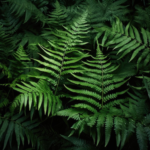 Feuilles de fougères luxuriantes dans une forêt