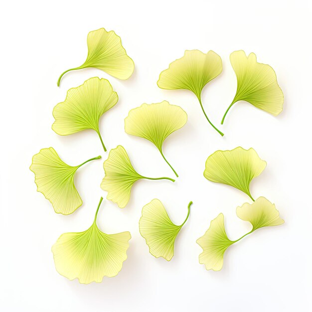 Les feuilles de ginkgo biloba à fond blanc v 52 ID d'emploi 5650f60c4e9f44f9a16bb39753216b0b