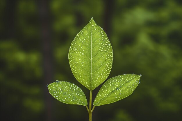 Les feuilles avec des gouttes de rosée