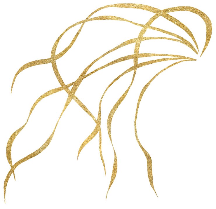 Photo feuilles d'herbe dessinées à la main contours dorés illustration isolée élément de papeterie de mariage