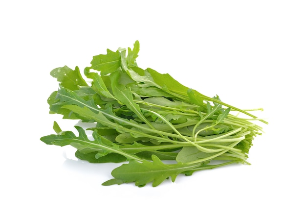 Feuilles de laitue roquette ou salade de roquette sucrée isolated on white