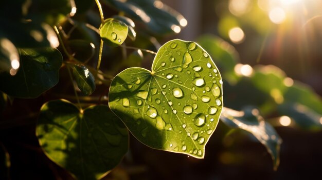 Feuilles de lierre étincelantes au soleil après avoir été trempées dans de l'eau