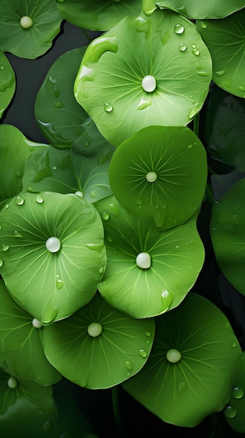 Feuilles de lotus vertes frisées